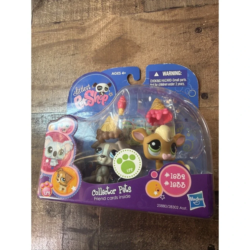 Littlest Pet Shop Pet Pairs #1832 Jack Russell Dog & #1833 Cow NIB 2010 Vintage